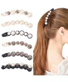 DEEKA 6 PCS Pearl Hair Clip Banana Clips Ponytail Holder Banana Hair Clips Thick Fine Hair Clip French Barrettes Rhinestones Jaw Clips for Women and Girls 4.1 Inch (Pack of 6) Pearl Color - Buy Online on SooperMarket.com
