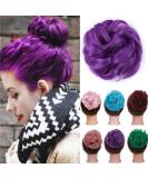 Synthetic Messy Hair Bun Scrunchie Updo in Purple - Bridal & Wedding Hairpiece for Women & Kids - Buy Online on SooperMarket.com