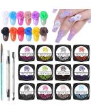 Kalolary Sculpture Carved Nail Gel Set 12 Color Sculpture Carved Gel Nail Polish with 1pcs Nail Art Sculpture Pen 1pcs Double-ended Nail Cuticle Pusher Cutter and a Nail Carving Brush - Buy Online on SooperMarket.com