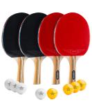 Ping Pong Paddles Set of 4 - Premium Ping Pong Paddles and Balls - Includes 4 Table Tennis Paddles and 8 Tables Tennis Balls with Carrying Case - High Performance Table Tennis Set with 3-Star Balls - Buy Online on SooperMarket.com