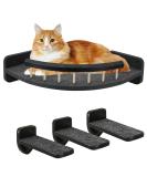 Cat Hammock with 3 Steps - Wall Mounted Cat Climbing Shelf & Scratching Post - Indoor Cat Shelves and Perches - Plush Covered - Black - Buy Online on SooperMarket.com