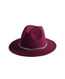 Gossifan Wine Red Fedora Hat with Chain Belt Buckle - Size 7 1/8-7 1/4 - Buy Online on SooperMarket.com
