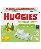 Baby Wipes, Huggies Natural Care Sensitive Baby Diaper Wipes, Unscented, Hypoallergenic, 12 Flip-Top Packs (768 Wipes Total) 12 Flip-Lid Packs - Buy Online on SooperMarket.com