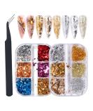 Gzmayuen leaf gold nailart nail seedlettes glitter gold foil 2 boxes nail gold foils golden aluminum foil glitter flakes for nails decoration feuille d or set - Buy Online on SooperMarket.com