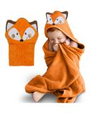 Mother's Choice 100% Cotton Baby Towel with Hood - Ultra Soft & Absorbent (75x75cm) - Large Bath Towel for Newborns & Infants - 3D Fox Hooded Design - Orange Fox - Buy Online on SooperMarket.com