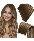 Laavoo Real Hair Tape In Extensions | Blond Ombre & Brown Balayage | 60cm Virgin Real Hair | 5pcs 12.5g #4/27/4 - Buy Online on SooperMarket.com