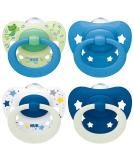 Nuk Signature Day & Night Baby Casing |6-18 months |Calms 95 % of the babies |BPA-free silicone pacifier in heart shape |Lights up in the dark |Stars |4 pieces of blue 6-18m - Buy Online on SooperMarket.com