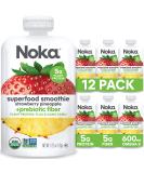 Noka Superfood Fruit Smoothie Pouches, Healthy Snacks (Strawberry Pineapple) Pack of 12, Vegan, Gluten-Free, with Flax Seed, Prebiotic Fiber & Plant Protein, Organic Squeeze Pouch 4.22oz Each 4.22 Ounce (Pack of 12) - Buy Online on SooperMarket.com
