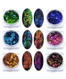 KUKA Iridescent Glitter Chameleon Nail Flakes Set Chrome Nail Powder Mirror Mermaid Effect Set 6 Jars (Dark Chameleon) - Buy Online on SooperMarket.com