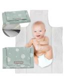 Mimuselina Portable Water-Repellent Diaper Wrap Pad - Foldable & Washable Changing Pad in Mint Dandelion - Buy Online on SooperMarket.com