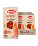 Barilla Red Lentil Penne Pasta 8.8 oz (Pack of 10) - Vegan, Gluten Free, Non GMO & Kosher - High Protein Plant Based Pasta - Buy Online on SooperMarket.com