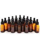 24, Amber, 15 ml (1/2 oz) Glass Bottles, with Glass Eye Droppers - Buy Online on SooperMarket.com