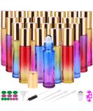 Inice 24 10ml THICK Glass Roller Bottles Roll on Bottle Big Stainless Ball Gradient Color for Essential Oils (3 Dropper, 1 Funnel, 1 Extra Roller Ball, 1 Bottle Opener, 1 Brush, 24 Labels) - Buy Online on SooperMarket.com