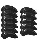 CRAFTSMAN GOLF 11pcs/Set Neoprene Iron Headcover Set with Large No. for All Brands Callaway,Ping,Taylormade,Cobra Etc. Black - Buy Online on SooperMarket.com