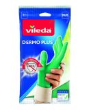 Vileda Dermo Plus Soft & Gentle Latex-Free Rubber Gloves | Size M | Pack of 4 - Ideal for Sensitive Skin | International Shipping Available - Buy Online on SooperMarket.com