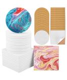 Ceramic Tile for Crafts Coasters 24 Pack White Tiles Unglazed 4 Inch with 24 Pack Cork Backing Pads Includes Square and Round Ceramic Coasters for DIY Arts Craft Project Coasters - Buy Online on SooperMarket.com