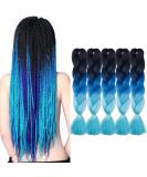 Tess Braids Extensions Blue 60 cm | 5 Pack Jumbo Kanekalon Hair Braids for Box Braids - 100g #48 Blue Ombre - Buy Online on SooperMarket.com