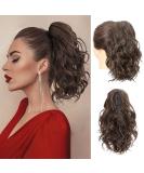 REECHO Curly Claw Clip Ponytail Extension 10 Inch - Natural Wavy Synthetic Hairpiece in Dark Chocolate Brown - Buy Online on SooperMarket.com
