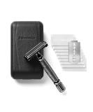 St rtebekker Premium razor plane in handmade leather |Razor set with 10 razor blades travel etui and built-in mirror |Wet razor in a vintage look with 2-page blade head black-black - Buy Online on SooperMarket.com