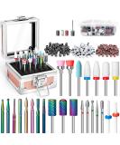 Onism 25Pcs Nail Drill Bits Set - Professional Tungsten Carbide & Ceramic Nail Tools for Manicure/Pedicure Acrylic & Gel Polish Remover - Includes Nail Tool Box & Pink Sanding Bands - Buy Online on SooperMarket.com
