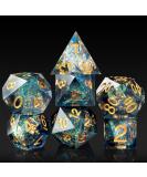 Dungeons and Dragons Dice Set DNDND Handmade Sharp Edge 7 Resin D&D Die with Gift Dice Case for DND Dungeons and Dragon Game (Dark Cyan with Gold Number) - Buy Online on SooperMarket.com