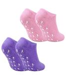 Moisturizing Gel Socks (2 Pairs) with Vitamin & Oil Infusion | Hydrating Moisture Socks for Dry Skin Repair - Purple & Pink - Buy Online on SooperMarket.com