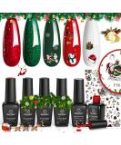 Beetles Christmas Gel Nail Polish Set- Christmas 5 Colors Sparkle Red Green Gel Polish Kit Soak Off LED Gel Nail Kit Manicure Gift with Nail Strengthener Gel and Stickers Nail Art Gifts for Women Christmas-Happy Holidays - Buy Online on SooperMarket.com