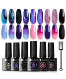 UR SUGAR Color Changing Gel Nail Polish Set - 6 Pcs Glitter Purple Thermal Magnetic Effect Kit - Soak Off Gel Nail Gift Box - Buy Online on SooperMarket.com