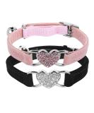 Cobee Bling Heart Cat neck band with bell adjustable kitten neck band with seat belt rhinestone pet collapse for small cats and dogs (pink) (black+pink) - Buy Online on SooperMarket.com