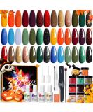 Modelones 32 Pcs Fall Orange Halloween Pumpkin Dip Powder Nail Kit with 20 Colors - Perfect for Nail Art Manicure Beginner DIY Salon - A1 Autumns Finest - Buy Online on SooperMarket.com