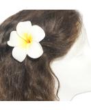 DreamLily Women's Fashion 3 Pcs Hawaiian White Plumeria Flower Foam Hair Clip Balaclavas for Beach (White) - Buy Online on SooperMarket.com