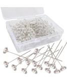 100pcs Corsage Boutonniere Pins 2 Inch Bouquet Flower Floral Diamond Rhinestones Pins Crystal Head Clear Straight Pins for Wedding Bridal Hair Accessories Jewelry Decoration DIY Craft Sewing - Buy Online on SooperMarket.com