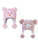 LANGZHEN Toddler Kids Winter Hat Earflap Knit Cap for Boys Girls 2-4 Years - Pink Stripe Polar Bear Design - Buy Online on SooperMarket.com