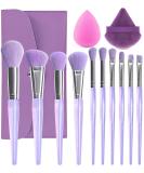 BEAKEY Travel Makeup Brushes 12pcs Brush Set - Premium Synthetic Foundation & Contour Brushes for Concealer, Eyeshadow & Blush - Fashionable Purple Makeup Tools - Buy Online on SooperMarket.com
