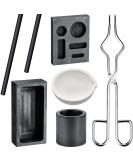 7 Pieces Graphite Torch Melting Casting Kit, Including 2 Graphite Crucible Stir Stick, Graphite Casting Mould 5-in-1 Graphite Casting Ingot Mould, Quartz Crucible, Cylindrical Graphite, Tong for Melt - Buy Online on SooperMarket.com