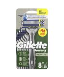 Gillette sensor3 recycled disposable razor 8 razors with 3-fold blade wet razor with 95% recycled plastic under control 8 pieces (1 Pack) - Buy Online on SooperMarket.com