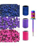 Nail Drill Bits Sanding Bands for Nail Drill, Corfulra Drill Bits for Nails 210pcs Sanding Bands Coarse Fine #80#150#240 Grits with Rainbow Mandrel Bit for Electric Nail Drill Nail Accessories Tool Blue-purple-red - Buy Online on SooperMarket.com
