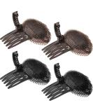 4 Pieces Puff Hair Head Cushion Invisible Fluffy Hair Pad Sponge Clip Front Hair Base Comb Bun Bump Up Volume Hair Base Invisible Fluffy Styling Insert Increase Hair Pad for Women Girls (Brown, Black) - Buy Online on SooperMarket.com