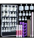 100pcs Natural False Toe Nail Tip Set with Glue - Full Cover Acrylic Fake Toenails for Women & Girls - Includes Cuticle Pusher and Nail File - Buy Online on SooperMarket.com