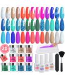 Aikker 27 Pcs Nail Dip Powder Kit: 20 Summer Colors Glitter All-in-one Dipping Powder System - Quick Dry Formula with Essential Liquids & Tools | Perfect Graduation Gift (AK39) - Buy Online on SooperMarket.com