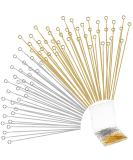 500 Pieces 50mm Eye Pins for Jewelry Making - Gold & Silver Ball Head Pins for DIY Earrings, Bracelets - Crafting Accessories Supply - Buy Online on SooperMarket.com
