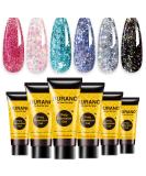 BURANO Poly Extension Gel Nail Kit - 6 Colors Builder Gel Set for Nail Art - DIY Starter Kit for Beginners & Professionals - Glitter Poly Nail Gel Gift - Buy Online on SooperMarket.com