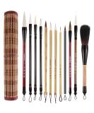 12 Pieces Chinese Calligraphy Brushes Painting Writing Brushes Watercolor Brushes Set Kanji Japanese Sumi Painting Drawing Brushes Kanji Art Brushes with Roll-up Brush Holder - Buy Online on SooperMarket.com
