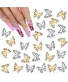Noverlife 26PCS 3D Alloy Butterfly Nail Charms with Crystal Diamonds - Gold & Silver - Buy Online on SooperMarket.com