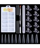 MELLIEX 100 pieces Dual Nail Forms Set Complete Dual Tips Polygel Dual Nail shapes with dual-ended nail brush 10 pieces of nail tips clip and nail files for UV-acrylic nail tool type 1-100 pieces - Buy Online on SooperMarket.com
