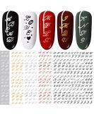 Old Letters Nail Art Stickers Decals Self-Adhesive 6 Sheets Old Alphabet Numbers Nail Stickers Decoration Accessories for Women Girls - Buy Online on SooperMarket.com