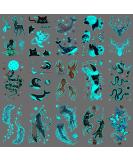 Glow in Dark Temporary Tattoo Stickers - Snake Panda Jellyfish Border Collie Dog Whale Goldfish Shark Feather Cat Deer (Pack of 15 Sheets) - Buy Online on SooperMarket.com