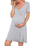 Bresdk Women's Maternity Nightdress - Grey Nursing Pyjamas for Breastfeeding and Pregnancy - Buy Online on SooperMarket.com