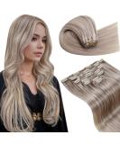 Shop Laavoo Clip-In Hair Extensions - Real Hair Blonde Highlights 45cm 105g Ash Blond & Platinum Blonde 7pcs - Buy Online on SooperMarket.com