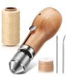 5-Piece Sewing Awl Kit with Needles and Waxed Threads for Leather Craft DIY - Buy Online on SooperMarket.com